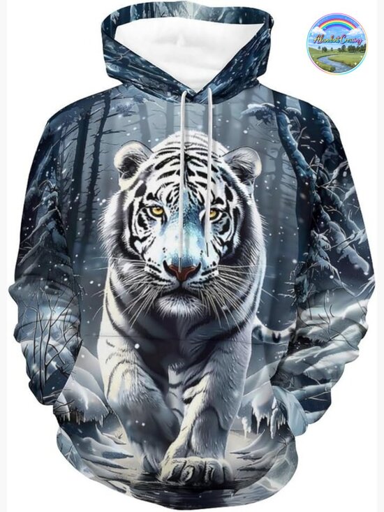Other - Men's Tiger Graphic Hooded Sweatshirt Fantasy Animal Long Sleeve Pullover
